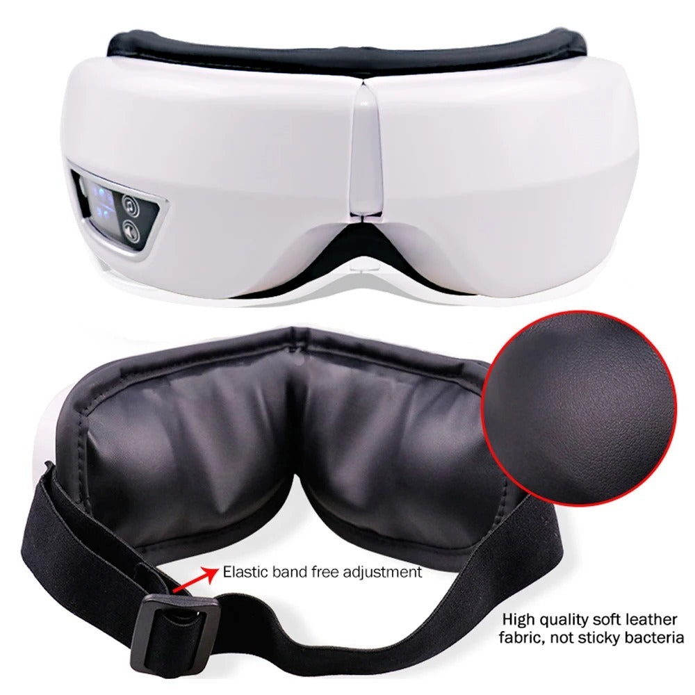 Heated and Cooling Eye Massager for Migraines, Dry Eyes, and Dark Circles – Rechargeable with Bluetooth Music | Cold & Warm Compress | Sleep Aid & Eye Strain Relief