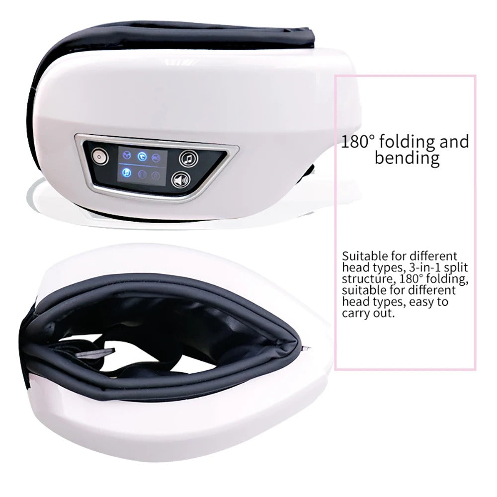 Heated and Cooling Eye Massager for Migraines, Dry Eyes, and Dark Circles – Rechargeable with Bluetooth Music | Cold & Warm Compress | Sleep Aid & Eye Strain Relief