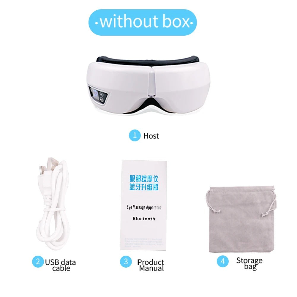 Heated and Cooling Eye Massager for Migraines, Dry Eyes, and Dark Circles – Rechargeable with Bluetooth Music | Cold & Warm Compress | Sleep Aid & Eye Strain Relief